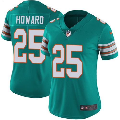 Nike Miami Dolphins #25 Xavien Howard Aqua Green Alternate Women Stitched NFL Vapor Untouchable Limited Jersey->women nfl jersey->Women Jersey